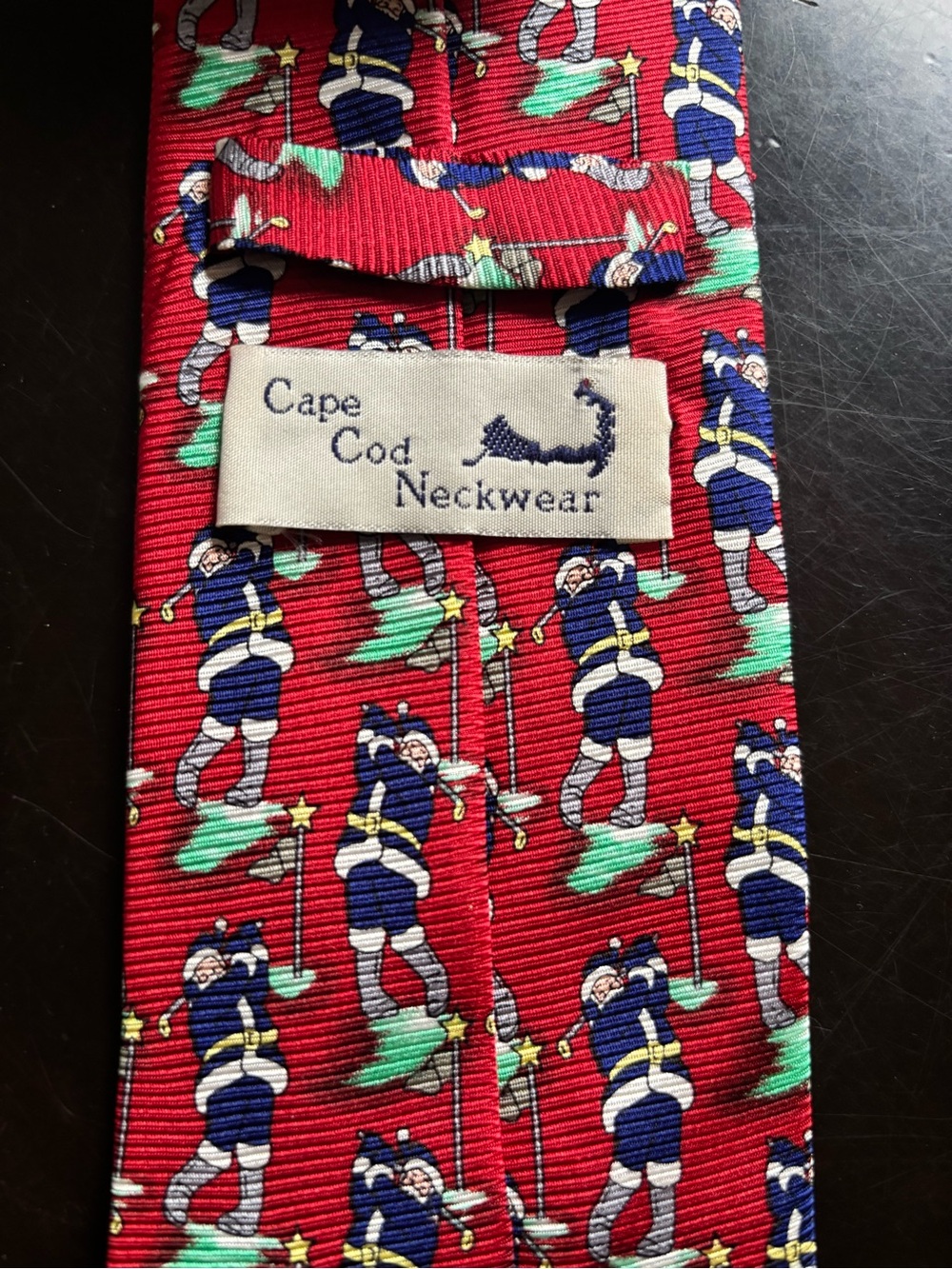 Cape Cod Neckwear, Santa Golfing Silk Tie, Red